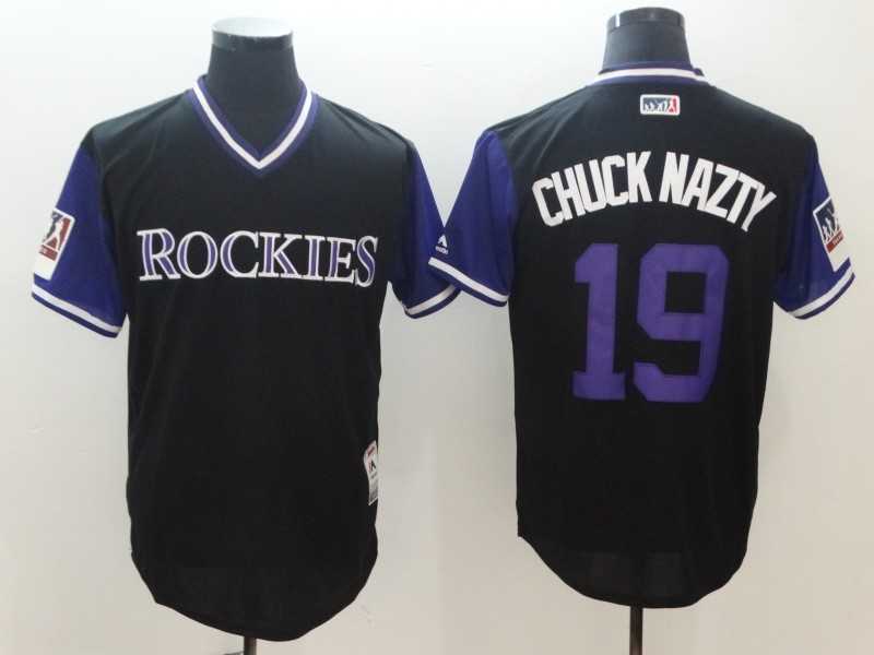 Rockies 19 Charlie Blackmon Chuck Nazty Black 2018 Players Weekend Authentic Team Jerseys,We sell and wholesale Rockies 19 Charlie Blackmon Chuck Nazty Black 2018 Players Weekend Authentic Team Jerseys on line form chian!